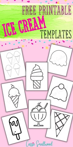 printable ice cream templates with ice cream cone, ice cream scoops, popsicle and ice cream sundae stencils Ice Cream Scoop Template, Popsicle Template, Ice Cream Cone Printable, Ice Cream Outline, Ice Cream Cone Drawing, Ice Cream Cone Craft, Ice Cream Template, Printable Ice Cream, Cone Template