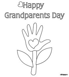 a happy grandparents day card with a hand holding a heart on it and the words, happy