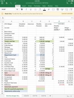 a spreadsheet showing the number and amount of payment