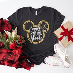 Disney Happy New Year, Disney Family Outfits, Disneyland Fireworks, Disney New Year, Girls Disney Shirts, Family Disney Shirts Matching, Happy New Year Shirt, Disney Princess Shirts, Disney Christmas Shirts