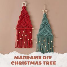 macrame diy christmas tree ornaments hanging on the wall