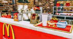 a mcdonald's fast food stand is shown in this artist's rendering