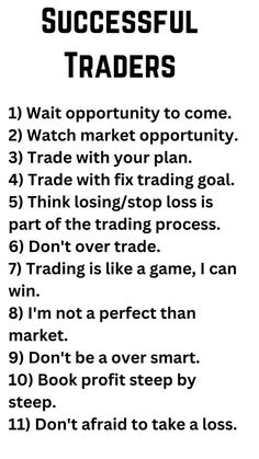 a black and white poster with words describing how to trade options for successful trader's