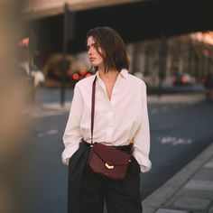 Maroon Shirt Outfit, Crossbody Bag Outfit, London Family, New London, Handbag Heaven, Metal Straps, Chloe Drew