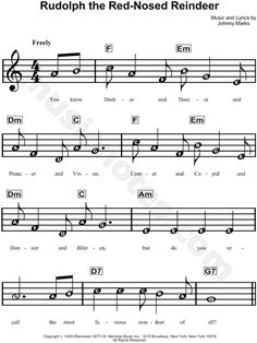 rudolph the red - nosed reindeer sheet music for violin and piano, with notes in english