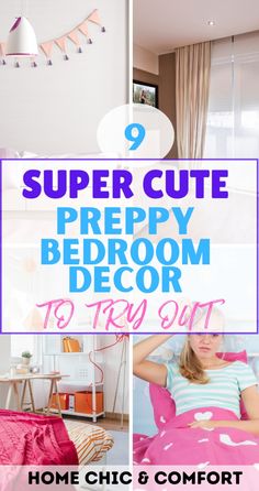 a collage of photos with the text super cute preppy bedroom decor to try out