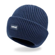 Comfort meets style with this Men's Levi's® Triple Roll Cuff Beanie with Rubber Logo Patch. Comfort meets style with this Men's Levi's® Triple Roll Cuff Beanie with Rubber Logo Patch. Classic beanie style Adjustable fold-up cuff Soft knit material One Size Fits MostDETAILS 8.5"L x 9.5"W x 1"H Acrylic Spot clean Imported Color: Navy. Gender: male. Age Group: adult. Casual Winter Hats With Letter Print, Casual Blue Ribbed Beanie, Blue Casual Beanie For Cold Weather, Navy Casual Winter Hats, Blue Casual Beanie For Streetwear, Navy Casual Hat For Fall, Blue Casual Winter Beanie, Navy Casual Fall Hats, Classic Blue Winter Hat