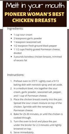 a recipe for chicken breast with instructions to make it