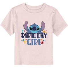 60% Cotton  40% PolyesterWash cold; dry lowImportedListed in toddlers sizes Stitch Birthday Shirt, Stitch Birthday, The Young Ones, Birthday Designs, Ohana Means Family, Birth Day, It's My Birthday, Sleeve Packaging, Lilo Stitch