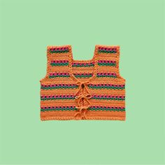 Handmade Orange, Pink, & Green Crochet Floral Vest. Has A Really Cute Tulip Flower Striped Design, Comes With Removable Front Ties, Fits Cropped On Most Bodies. 100% Cotton. Handmade By Myself. Condition: 10/10 Measurements Taken Laying Flat: Pit To Pit - 18.5” Length - 16” Floral Vest, Floral Vests, Green Crochet, Tulip Flower, Cropped Vest, Tulips Flowers, Orange Pink, Stripes Design, Handmade Crochet