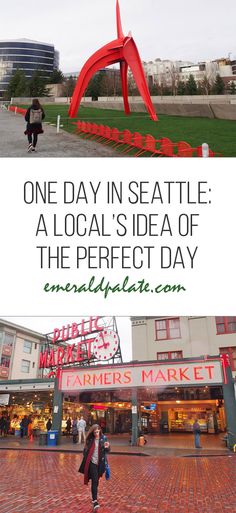 people walking in front of a building with the words one day in seattle a local idea of the perfect day