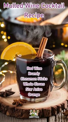 I love making mulled wine cocktails during the cozy winter months. It's the perfect drink to warm up chilly evenings. 🍷✨ Below are the essentials you'll need to create this delightful beverage. Brandy Drink, Brandy Old Fashioned, Wine Cocktail Recipes, Brandy Cocktails, Warm Wine, Mulled Wine Recipe, Wine Recipe, Spiced Wine, Cozy Drinks