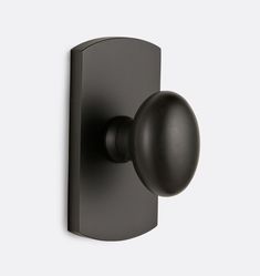 an image of a black door handle on a white wall with the ball attached to it