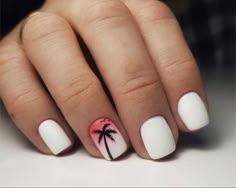 Tree Nail Designs, Palm Nails, Tree Nail Art, Florida Nails, Palm Tree Nails, Summer Nail Art, Tree Nails, Makijaż Smokey Eye, Vacation Nails