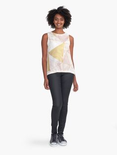 "MARMOR GOLD" Kontrast Top von GluecksMantra | Redbubble Sleeveless Top Designs, Printed Sleeveless Top, Black Butterfly, Black Sleeveless, Street Style Women, T Shirt Dress, Pink And Orange, Blue And Purple