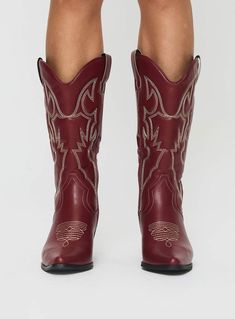 Therapy Clayton Boots Maroon Maroon Boots, Festival Shoes, Cuban Heels, Sequin Prom Dresses, Cowboy Boots Women, Loafer Sneakers, Outerwear Outfit, Gameday Outfit, Casual Tank Tops