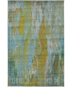 an abstract rug with green and blue colors