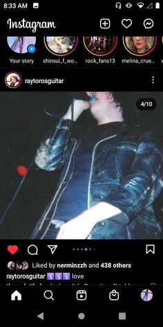 an instagram page with the image of a man in leather jacket on his cell phone