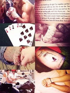 a collage of photos with people playing cards on a motorbike and the same person sitting on a motorcycle