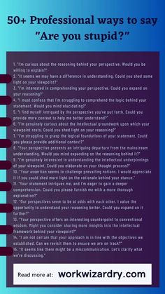 How to professionally say Are you Stupid? (50+ Examples) 2 Leadership Management, Work Skills, Job Interview Tips, Business Writing