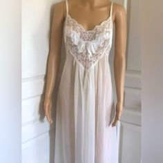 Dreamy Rare Vintage 90s Victoria's Secret Maxi Slip Dress With Lace Details And Cabbage Hem. Adjustable Straps And Buttons Down The Back. Layers Of Fabric In The Skirt Back Middle Satin Layer. Excellent Condition And Stunning On. White Lace Nightgown For Bedtime, White Lace Nightgown For Loungewear, White Delicate Lace Nightgown For Sleep, Vintage Lace Sleepwear, White Lace Sleepwear For Home, Victoria's Secret Lace Nightgown For Sleep, White Delicate Lace Nightgown For Loungewear, White Victoria's Secret Nightgown For Sleep, Victoria's Secret Feminine Nightgown For Wedding Night