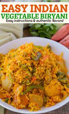 Vegetable Biryani Is A Bold And Flavorful Indian Rice Dish With Bell Peppers, Peas, Carrots And Potatoes In A Spiced Rice Dish Made With Turmeric, Garam Masala And Other Warm Spices. | #indianfood #indianrecipes #vegetarian #vegetablebiryani #sidedish #easybiryani #dinnerthendessert #spicyrice #easyrice #indiansidedish Easy Biryani, Vegetable Biryani Recipe, Vegetable Biryani, Malai Kofta, Spiced Rice, Indian Rice, Easy Vegetable, Rice Dish, Carrots And Potatoes