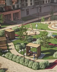 an artist's rendering of a children's play area in a city park