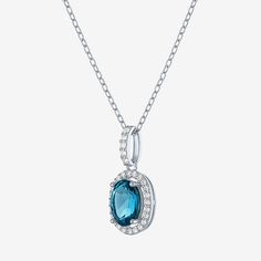 Brighten your jewelry collection with our Women�s Genuine London Blue Topaz Oval Pendant Necklace, elegantly crafted in sterling silver. This beautiful piece features a stunning oval London blue topaz, surrounded by a halo of sparkling lab-created white sapphires, creating a lovely contrast. The pendant hangs gracefully from an 18-inch cable chain, secured with a simple spring ring clasp. Perfectly packaged in a gift box, this necklace makes a thoughtful gift for any occasion, especially for th… Oval Pendant Necklace, Oval Pendant, Yes Please, London Blue Topaz, London Blue, White Sapphire, Cable Chain, Spring Rings, Blue Topaz