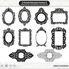 a set of ornate frames for photoshopped and cut out with the silhouettes