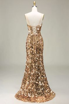 Great Gatsby Prom Dresses, Gold Dresses Long, Prom Dress Sparkly, Golden Mermaid, Prom Dress Gold, Gold Outfits, Gold Prom Dress, Sparkly Prom Dress, Sequin Evening Dress