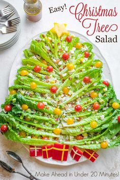 lettuce christmas tree salad on a plate