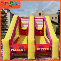 an inflatable bouncer with the words player 1 on it