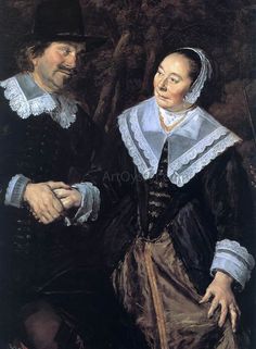 a painting of two people standing next to each other