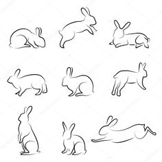 the silhouettes of rabbits on a white background stock photo, images and royalty illustrations