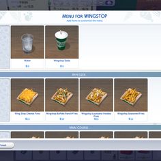 an image of a menu page on a computer screen with pictures of food and drinks