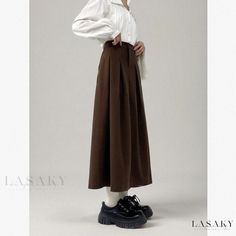 Lasaky - Vintage Pleated Black Midi Skirt - Flattering A-Line Fit for Pear-Shaped Figures with High-Waisted Design Stylish Drapes, Black Pleated Midi Skirt, Black A Line Skirt, Long Midi Skirt, School Skirt, Embellished Skirt, Black Pleated Skirt, Half Skirt, Bodycon Maxi Dresses