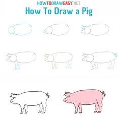 how to draw a pig step by step instructions for kids and beginners with pictures