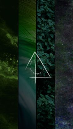 four different color variations of the same wallpaper, each with a triangle in it