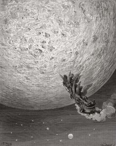 an artist's depiction of the sun and its moon, as it appears to be in black and white