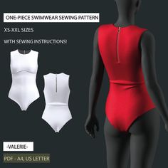 Digital pdf swimwear sewing pattern  Modest swimsuit women's pattern with zipper is very stylish option for the beach, party or swimming in pool or even for surfing. Underbust cut helps to support breast, and full coverage bottom is perfect for any body type. - VALERIE - ONE-PIECE GARMENT DETAILS: ❤️ Modest design ❤️ Full coverage bottom ❤️ Covered neckline ❤️ Central back zipper Sizes : | XS | S | M | L | XL | XXL Digital PDF patterns with instant download includes: → A4 paper format PDF file s Swimwear Sewing, Swimwear Sewing Patterns, Swimsuit Modest, Zipper Swimsuit, Swimsuit Pattern, Modest Swimsuits, Clothes Sewing, Sewing Lessons, Different Fabrics