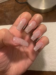 Long Clear Sparkly Acrylic Nails, Sparkly Square Acrylic Nails, Gel Clear Nails, Sparkly Square Nails, Long Sparkly Nails, Sparkly Acrylic Nails Coffin, Gel Nails Sparkle, Clear Glitter Acrylic Nails, Clear Sparkly Nails