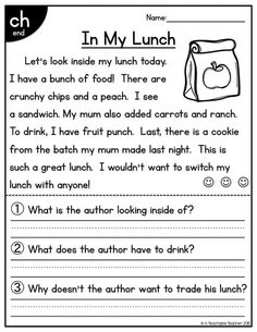 the worksheet for reading in my lunch