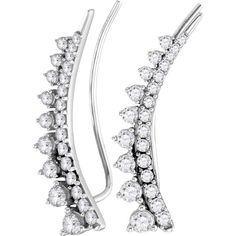 GND 10K White Gold Round Diamond Climber Earrings - 1.00 Carat Total Diamond Weight Diamond Climber Earrings, Classic Diamond Earrings, Princess Cut Diamond Earrings, Tiffany Diamond, Jewelry Appraisal, Climber Earrings, Ring Pendant Necklace, Custom Jewelry Design, Diamond Earrings Studs