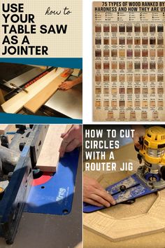 four different types of tools used to make table saws and joinr jigs