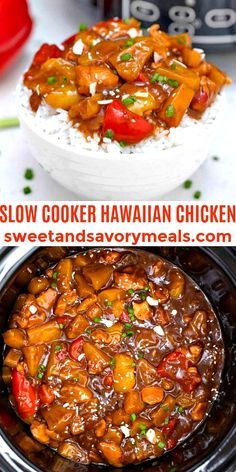 slow cooker hawaiian chicken is an easy and delicious meal that's ready in less than 30 minutes