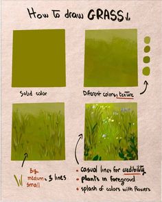 how to draw grass with different colors