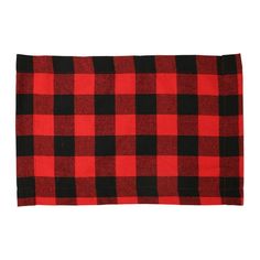 a red and black checkered blanket on a white background