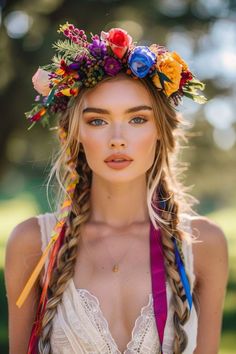 Chacter Inspiration, Fairytale Food, Braid Styles For Girls, Whimsical Hair, Mexican Hairstyles, Festival Style Wedding, Small Box Braids, Hair Mistakes, Woman Posing