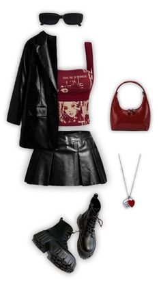 Red Mini Skirt Outfit, Olivia Concert, Magazine Aesthetic, Aesthetics Fashion, Red And Black Outfits, Red Bag, Black Outfits, Blogger Fashion