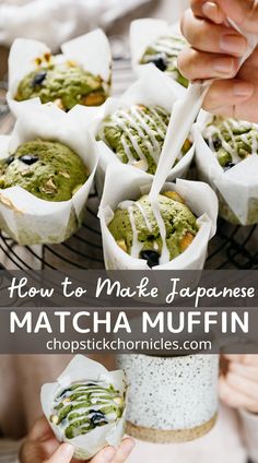 how to make japanese matcha muffins with chopsticks on the side